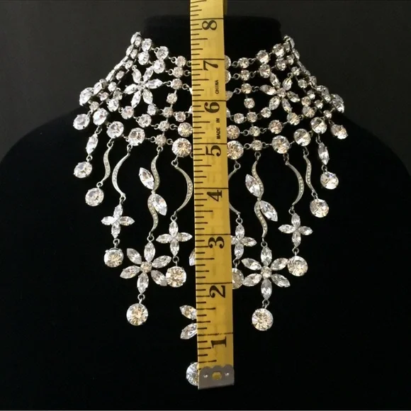 🇦🇪 UAE VINTAGE CRYSTALS CHOCKER NECKLACE & EARRINGS SET - Picture 4 of 10